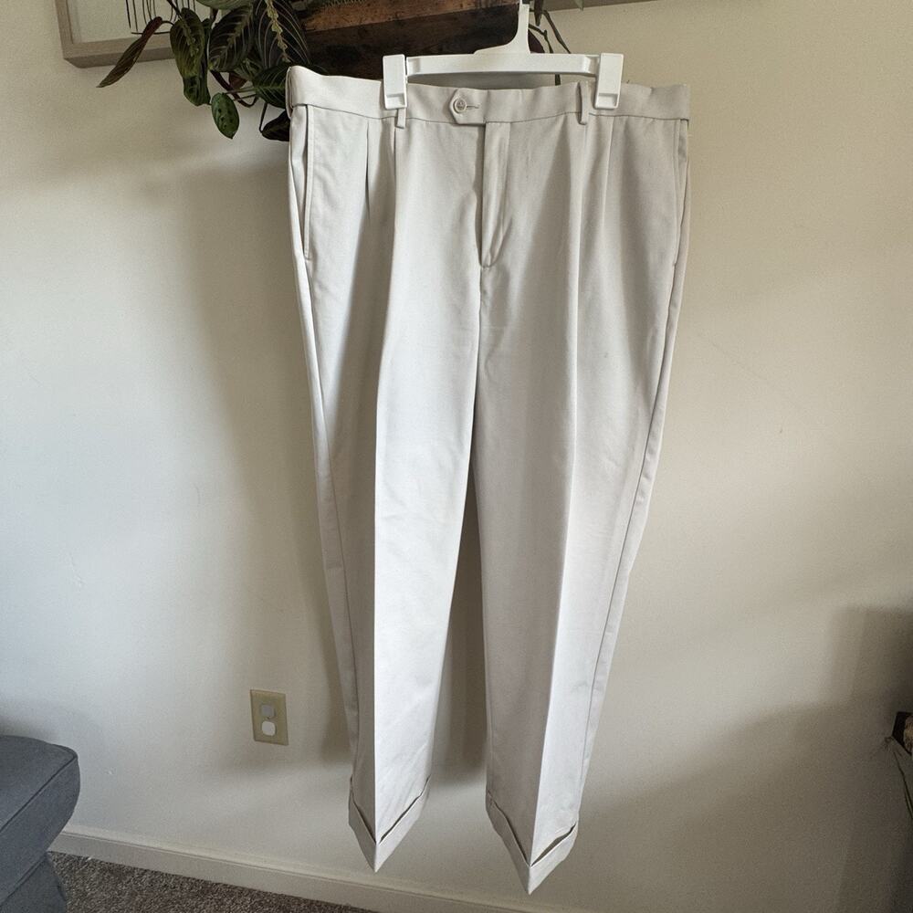 Croft & Barrow Khaki Pleated Cuffed Classic Fit Dress Pants
